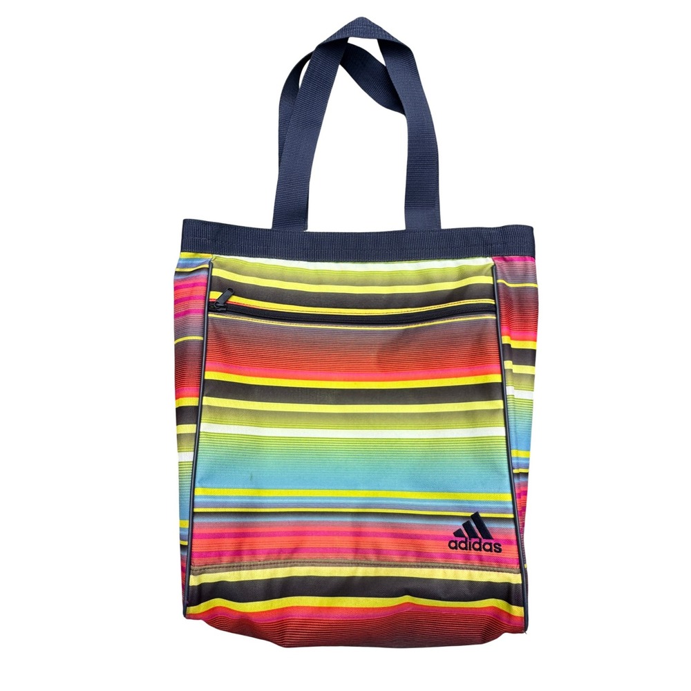 Adidas Tote Bag Striped Colorful Gym Travel Casual Shoulder Bag Beach Neon